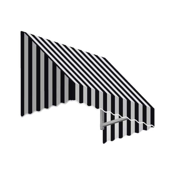 AWNTECH 7.38 ft. Wide San Francisco Window/Entry Fixed Awning (16 in. H x 30 in. D) Black/White