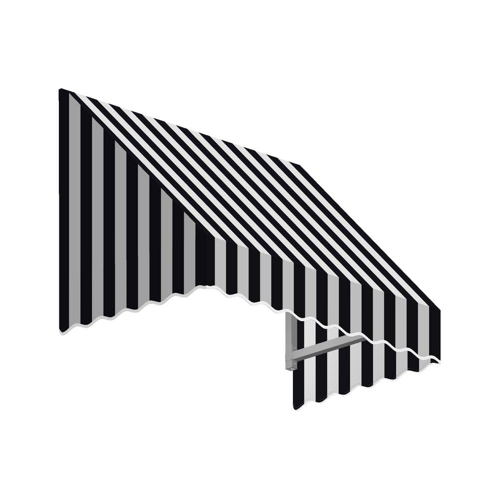 6.38 ft. San Francisco Fixed Awning 76.5 in. W x 18 in. H x 36 in. D Acrylic Fabric in Black/White Stripe price history on PriceWatchPro