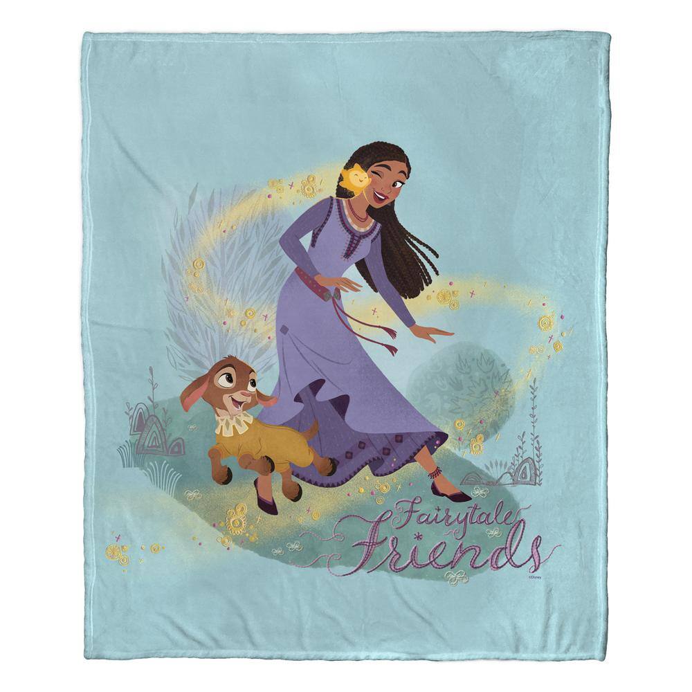 Fairytale Friends Blue Sherpa Throw Blanket
