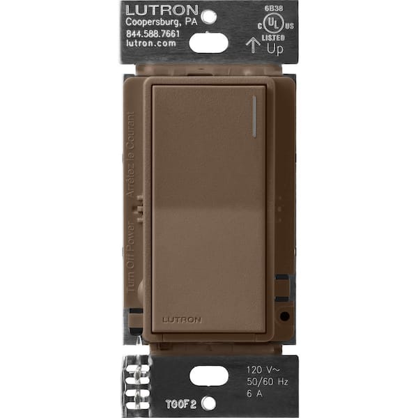 Lutron Sunnata Switch, for 6A Lighting or 3A 1/10 HP Motor, Single Pole/Multi Location, Espresso (ST-6ANS-EP)