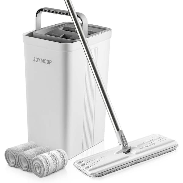 4 gal. Mop Bucket with Wringer Set for Home with Long Handle and 3 Reusable Microfiber Pads