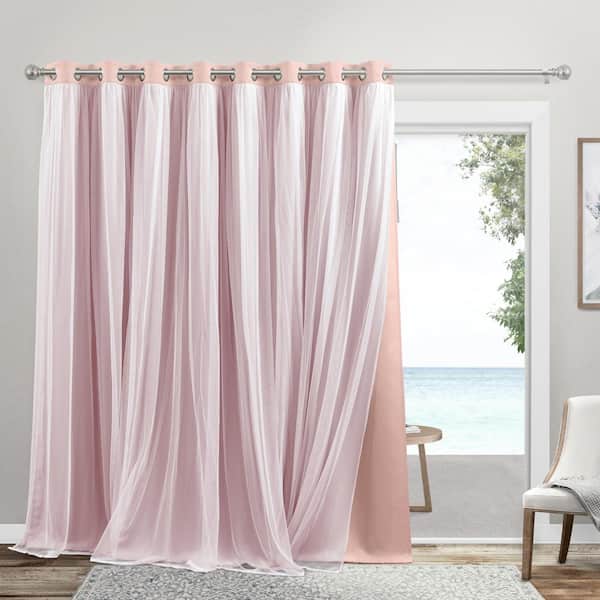 EXCLUSIVE HOME Catarina Patio Rose Blush Solid Lined Room Darkening Grommet Top Curtain, 100 in. W x 84 in. L