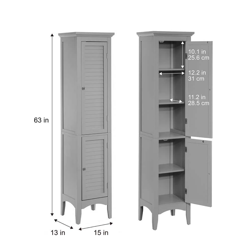 Gray Tall Wooden Cabinet with Adjustable Shelving