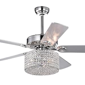 52 in. Rexen Indoor Chrome Finish Remote Controlled Ceiling Fan with Light Kit