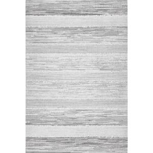 Nalani Faded Stripes Outdoor Gray 6 ft. 7 in. x 9 ft. Area Rug