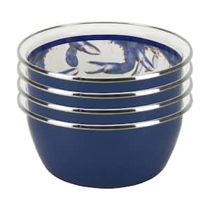 Blue Crab 3-cup Enamelware Salad Bowl Set of 4