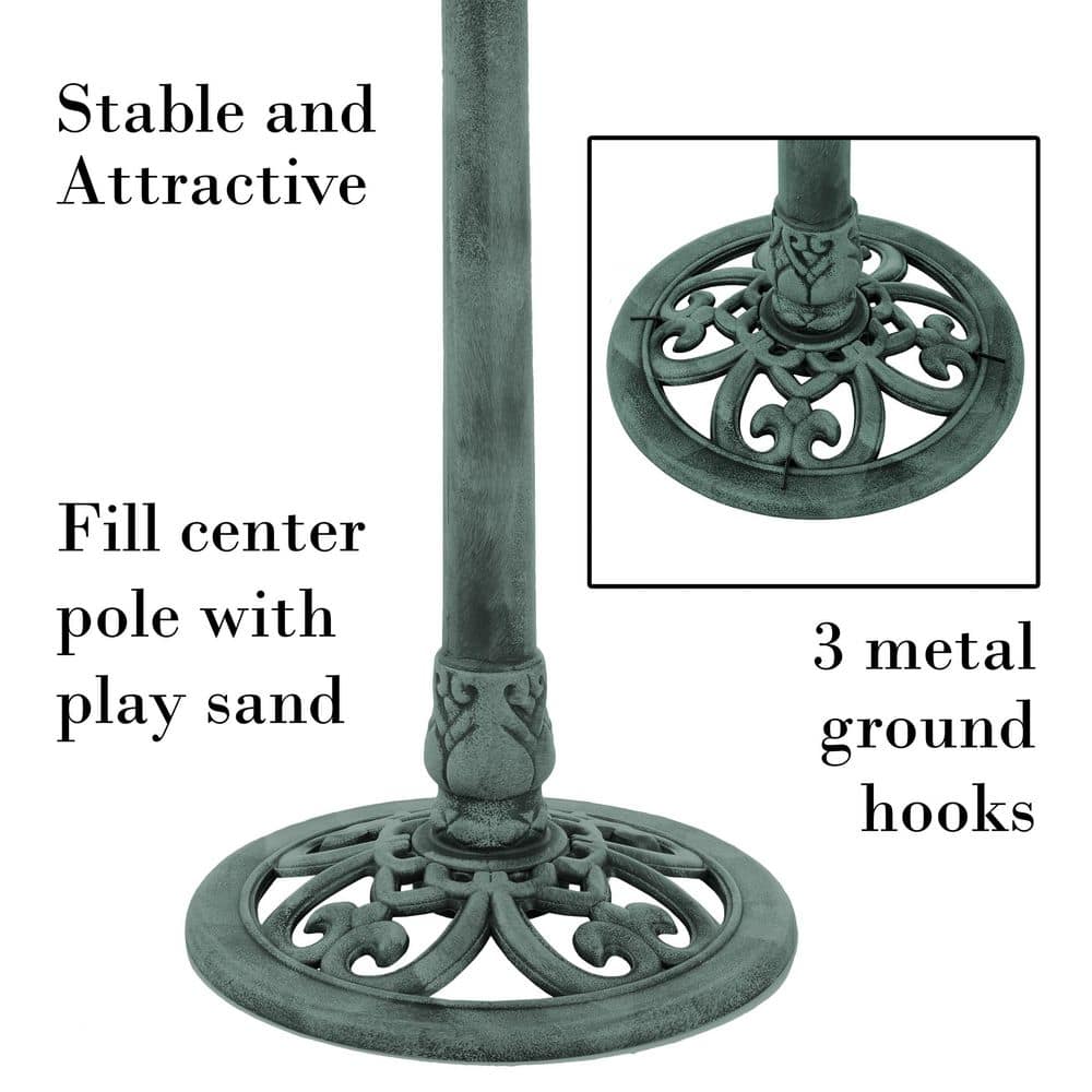 Antique Patina Green Weather-Resistant Plastic Bird Bath with Stand