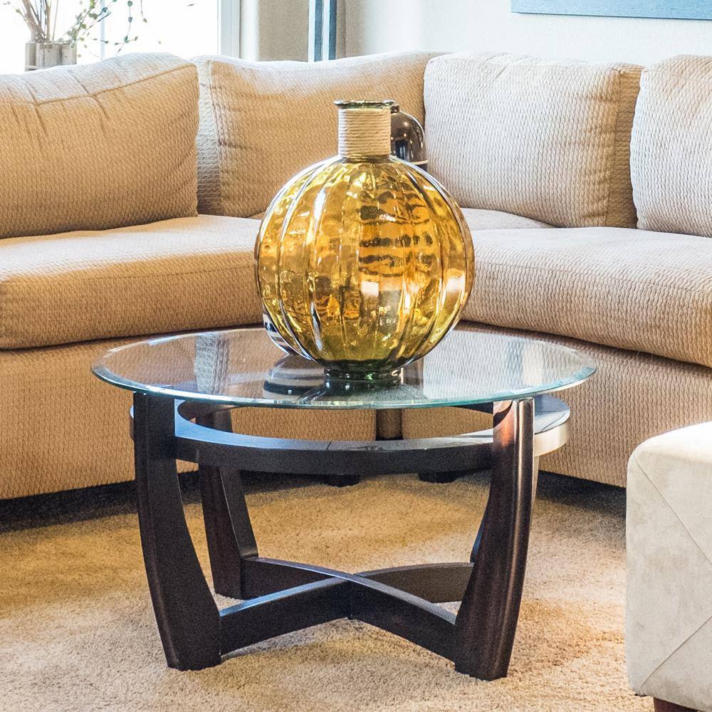 Elegant 42" Round Clear Glass Table Top with Beveled Edge