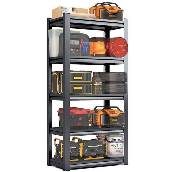 5-Shelf Heavy Duty Steel Adjustable Garage Storage Shelving Unit in Black (31.5 in. W x 63 in. H x 15.7 in. D)
