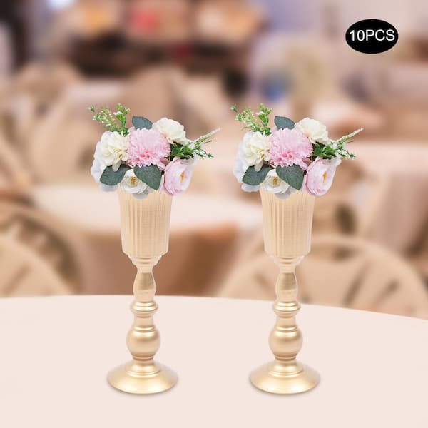 YIYIBYUS 5 .9 in. Pink Artificial Silk Rose Flower Bouquet Table Centerpieces 10Pcs