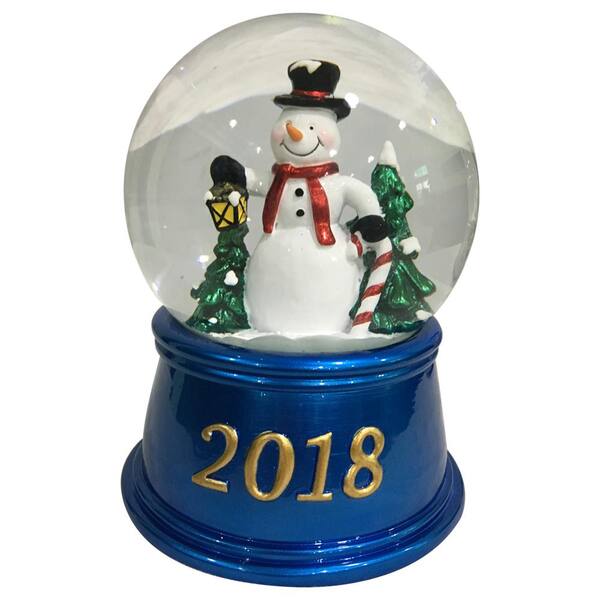 Home Accents Holiday 5.25 in. Christmas Snowman Snow Globe with LED ...