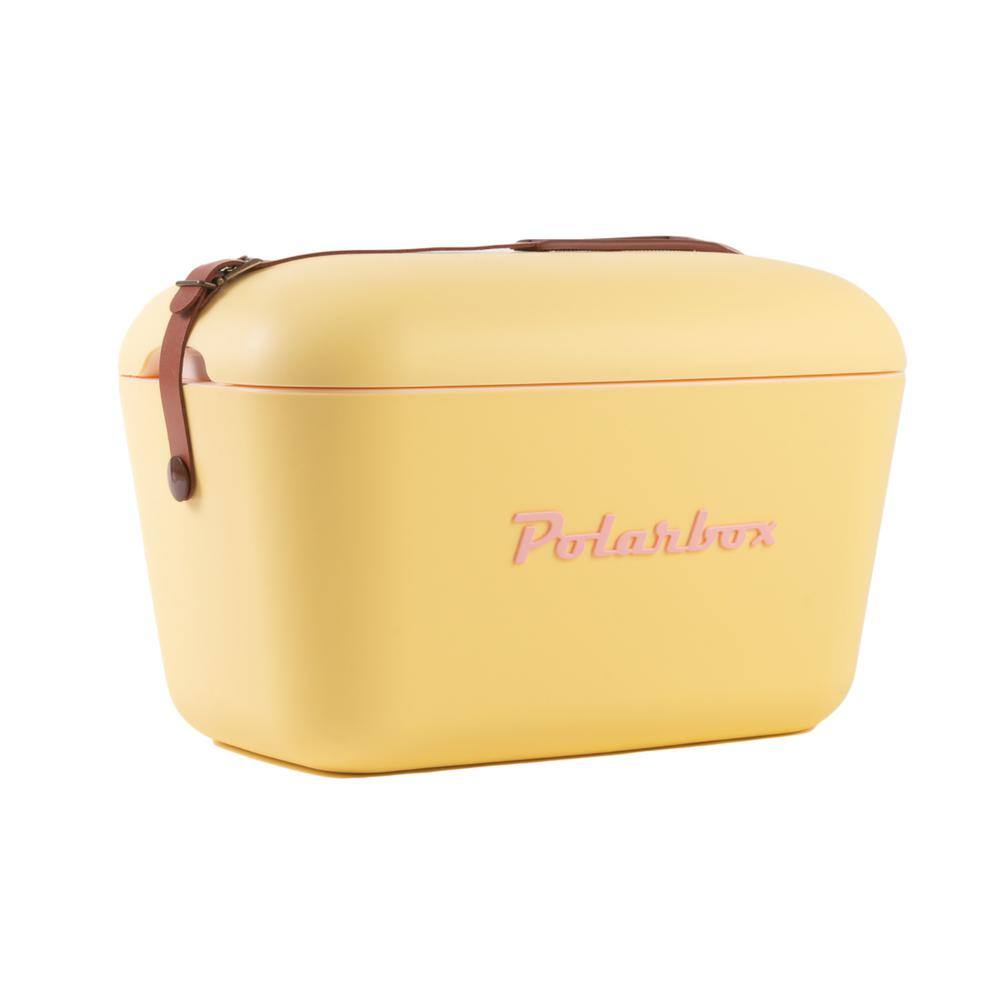 Polarbox 21 Qt. Classic Retro Vintage Style Cooler with Leather Strap in Yellow- Baby Rose, Yellow - | The Home Depot