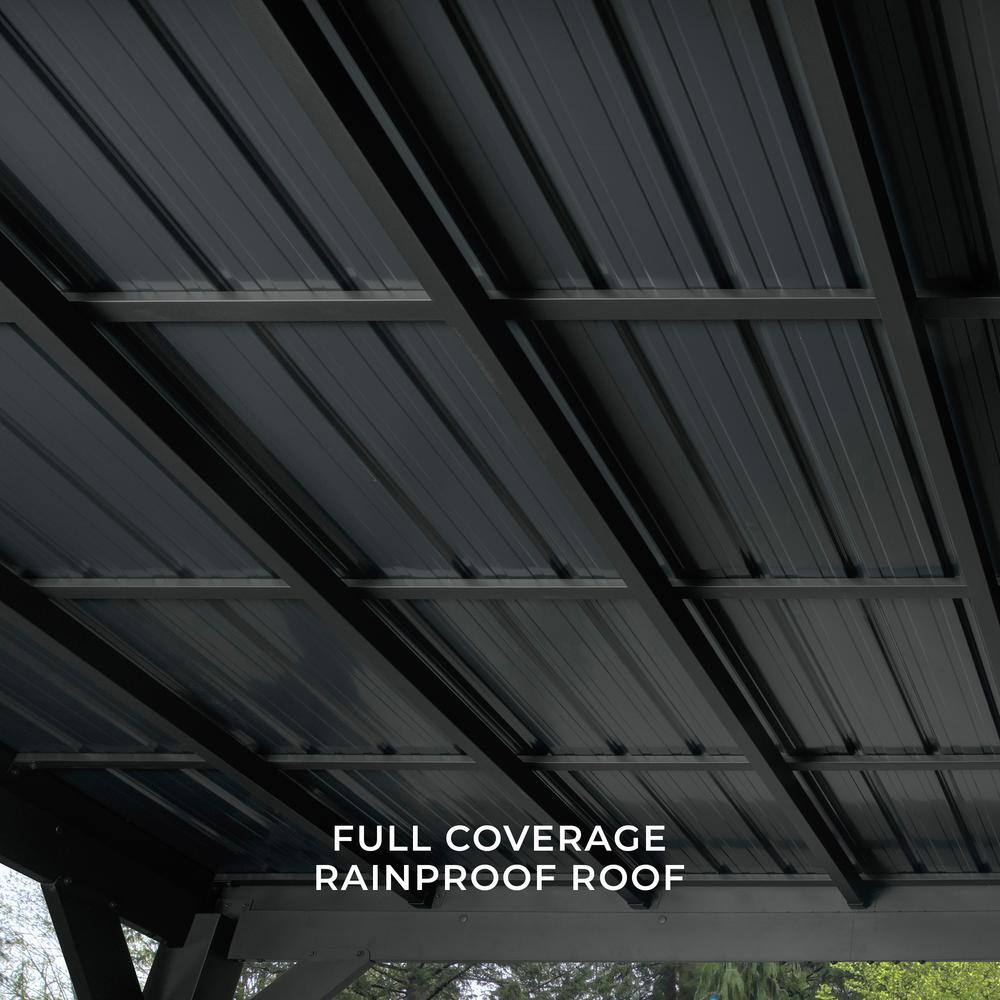 Stonebridge Matte Black Galvanized Steel Slope Roof Gazebo