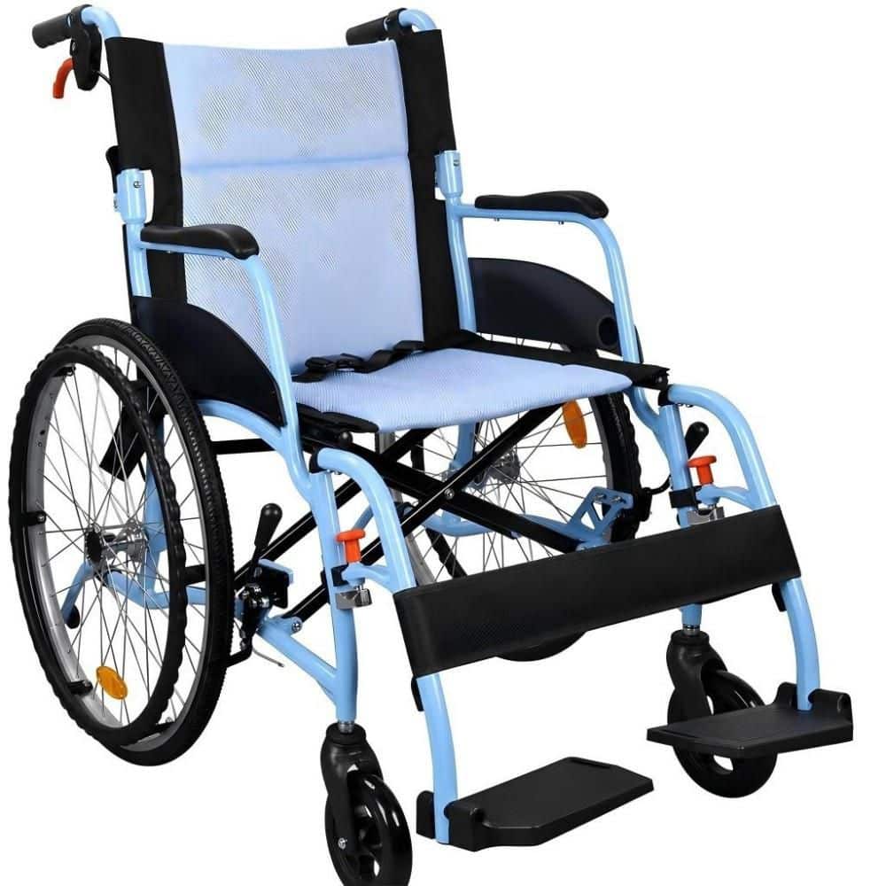 Wudkey Folding Manual Wheelchair with Lightweight Aluminum Frame