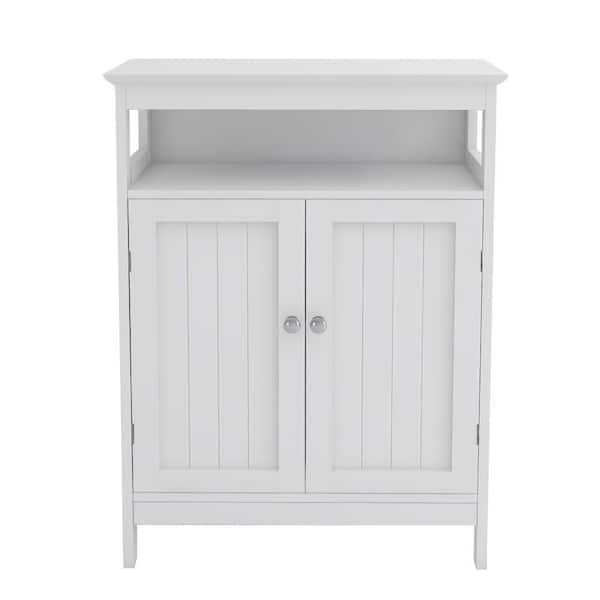 CL 23.62 in. W x 11.81 in. D x 31.49 in. H White MDF Freestanding Linen Cabinet with Double Doors