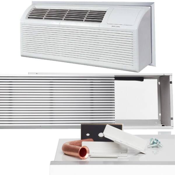 MRCOOL 9,000 BTU Packaged Terminal Heat Pump Air Conditioner (.75 Ton) + 3.5kW Electrical Heater, Insert, Grill (11.3 EER) 230V