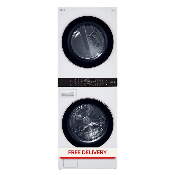 LG WashTower Stacked SMART Laundry Center 4.5 Cu.Ft. Front Load Washer & 7.4 Cu.Ft. Electric Dryer in White