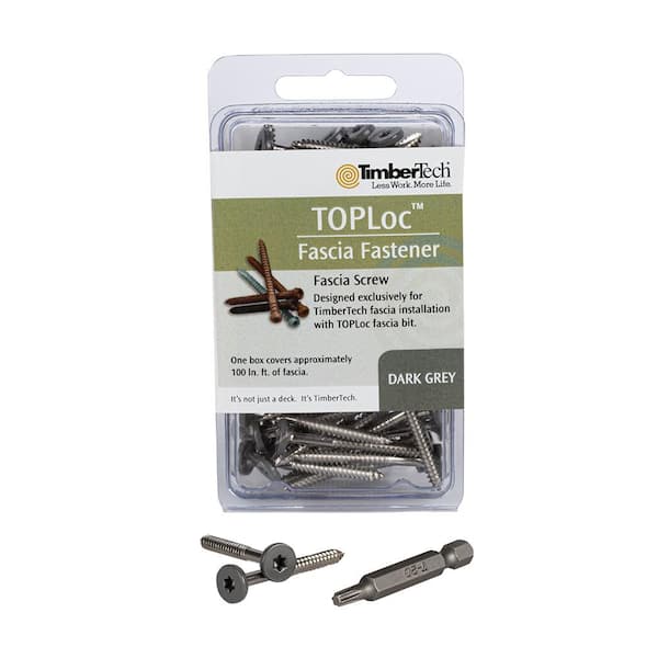 TOPLoc Composite Deck Screw for Fascia Dark Gray 80 LF (100 1-3/4 in. #8 Torx Wafer Head Screws, 1-Bit)