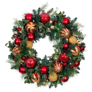 30 in. Artificial Pre-Lit LED Christmas Classic Wreath