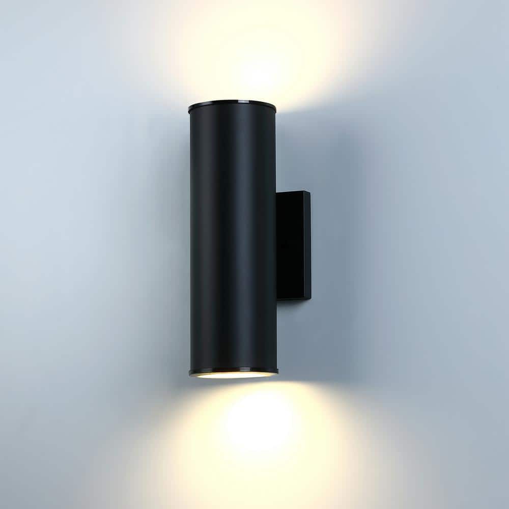 Black Outdoor Integrated LED Fixtures Cylinder Wall Sconce with Up-Down Light Output for Porch (Black-4 Pack) price history on PriceWatchPro