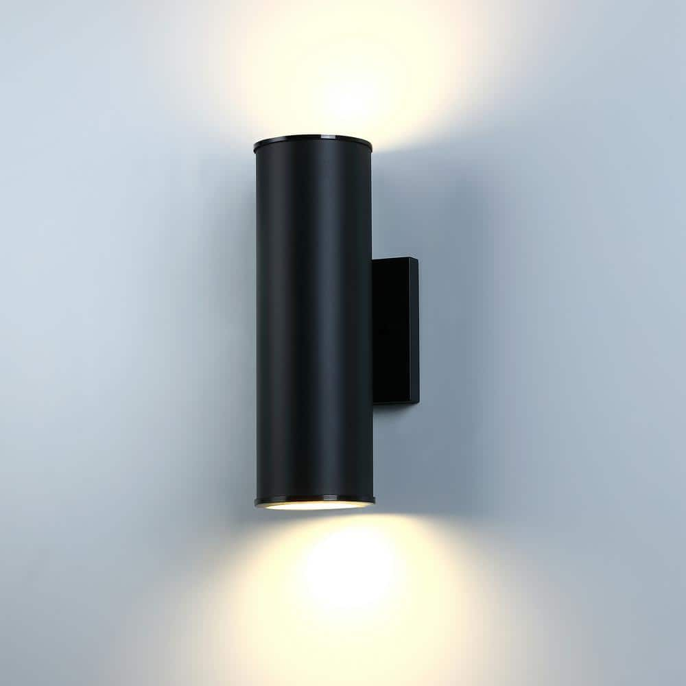 Pia Ricco Black LED Outdoor Wall Lantern Sconce with Up-Down Light ...