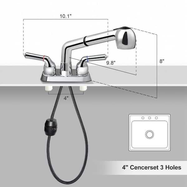 8 in. H x 10.1 in. W x 9.8 in. D Chrome Utility Sink Faucet, Laundry Room Faucet with Pull Out Sprayer
