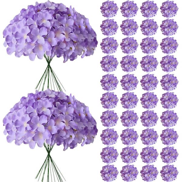 7.8 in. Purple Indoor Outdoor Artificial Hydrangea Flowers 65