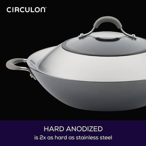 Circulon Elementum 14 Nonstick Hard Anodized Skillet with Helper Handle - Oyster Gray