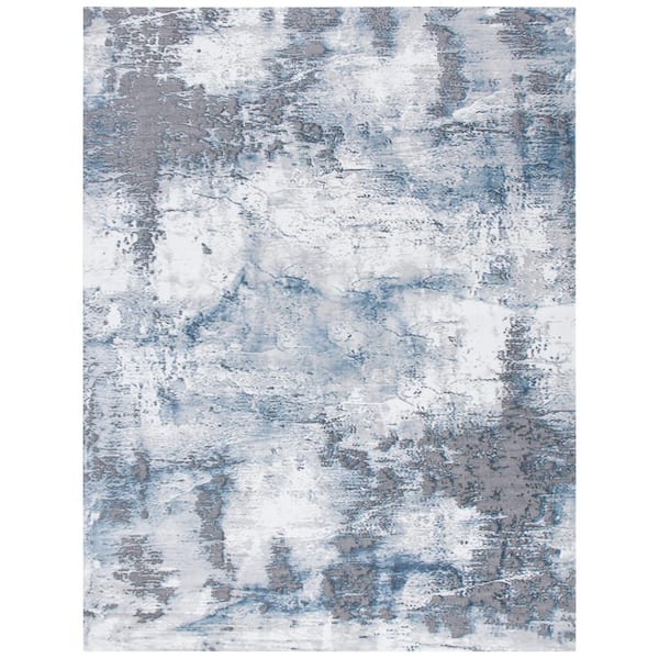 SAFAVIEH Craft Gray/Blue 9 ft. x 12 ft. Distressed Abstract Area Rug