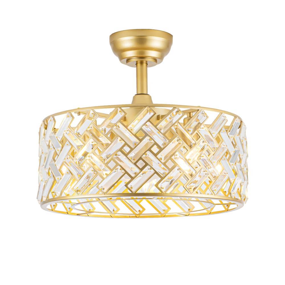 18 in. Gold Crystal Cage Quiet DC Motor Ceiling Fan with Remote Control Indoor Crystal Chandelier price history on PriceWatchPro