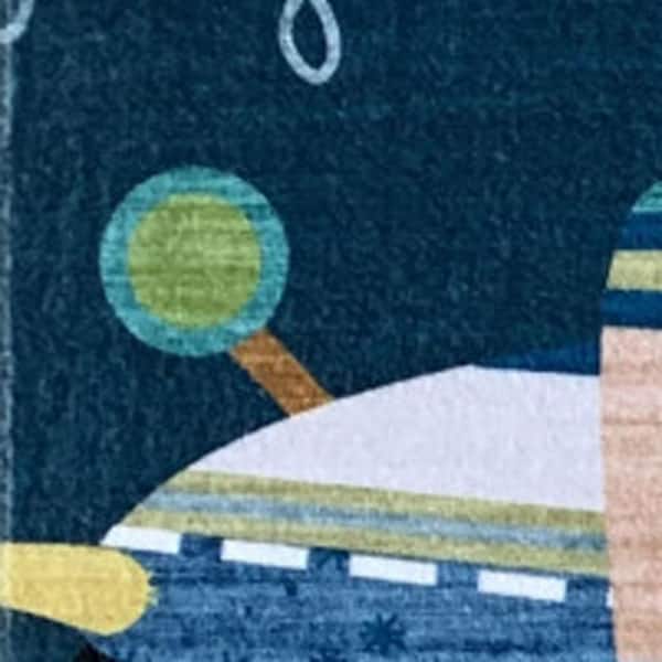 4 ft. x 6 ft. Navy Red and Orange Juvenile Airplanes Youthful Area Rug