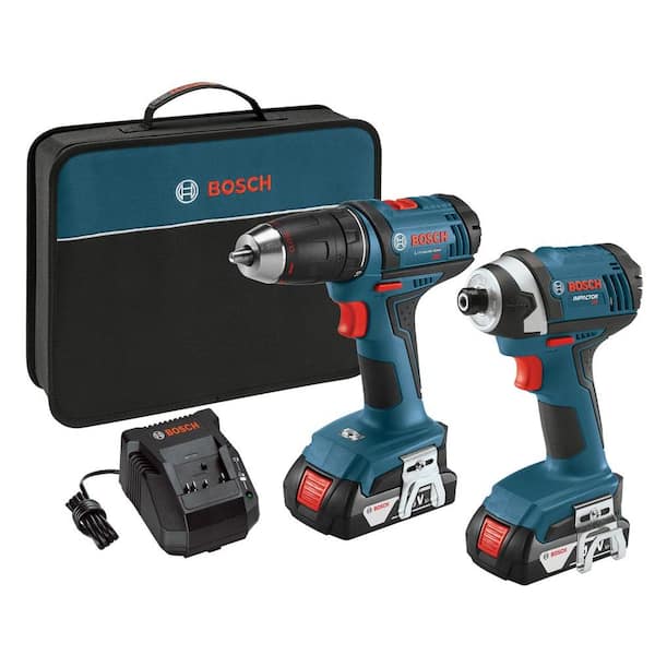 Bosch 18 Volt Lithium-Ion Cordless 1/2 in. Drill/Driver and 1/4 in. Impact Driver Combo Kit with 2-1.5 Ah Batteries (2-Tool)