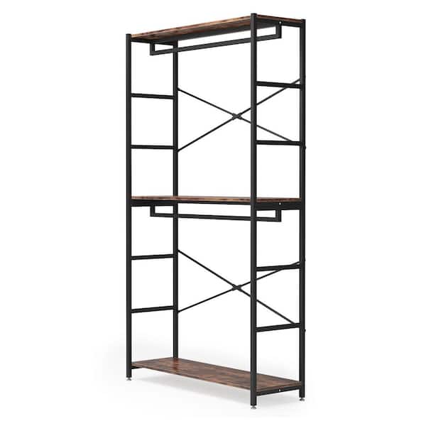 Tribesigns Cynthia Brown Freestanding Garment Rack with 3 Storage Shelves and 2 Hanging Rod