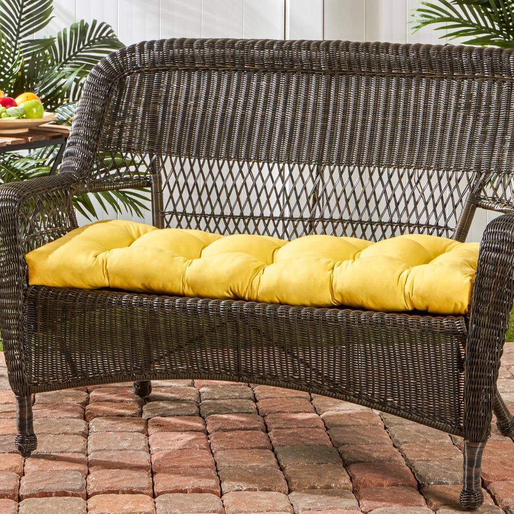 Sunbeam Yellow 44"x17" Plush Tufted Outdoor Bench Cushion