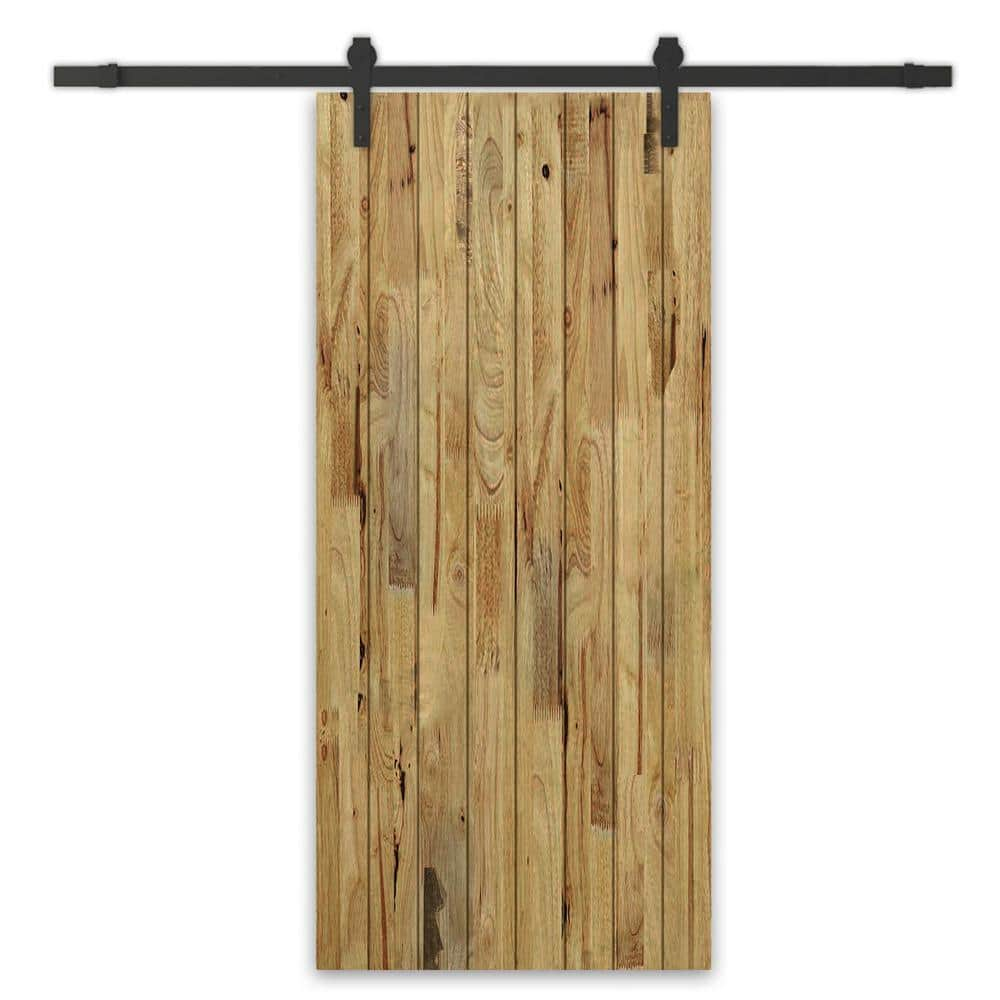 CALHOME 28 in. x 80 in. Weather Oak Stained Pine Wood Modern Interior ...