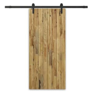 34 in. x 80 in. Weather Oak Stained Pine Wood Modern Interior Sliding Barn Door with Hardware Kit