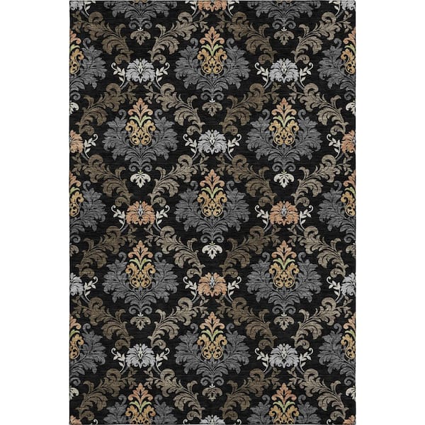 Mayfield Premium Machine Washable Abstract AMF2544 Black 10 ft. x 14 ft. Area Rug