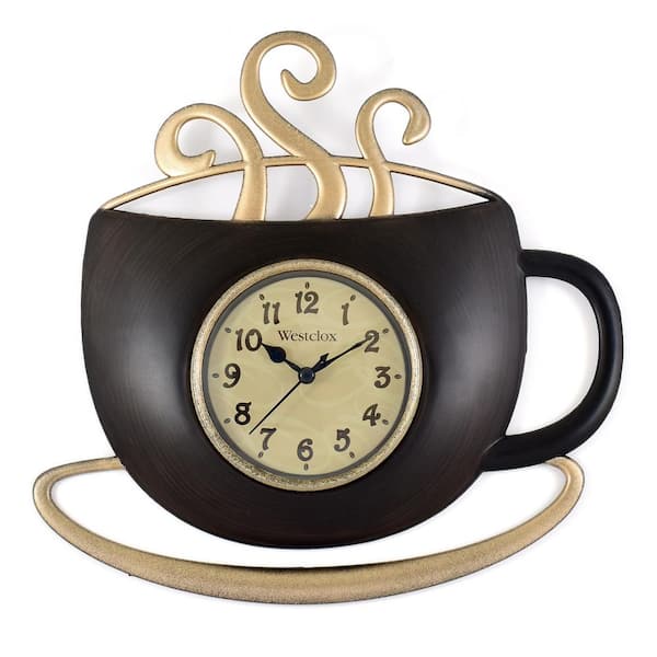 WESTCLOX 12.5 in. Brown Analog QA Coffee Shape Wall Clock