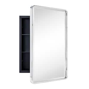 Eldee 16 in. W x 24 in. H Surface Mount Rectangular Metal Framed Bathroom Medicine Cabinet with Mirror in Chrome