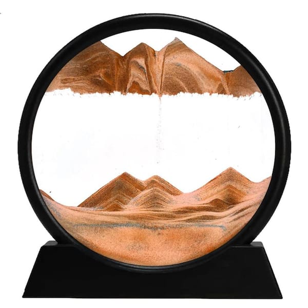 Afoxsos 7" 3D Dynamic Sand Art Liquid Motion, Deep Sea Sandscape Tabletop Display, Yellow