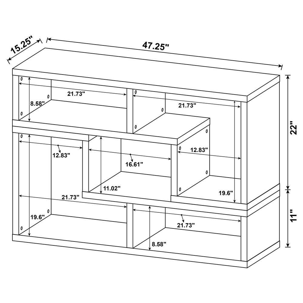 Modern White Convertible TV Console and Bookcase with L-Shaped Shelves