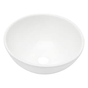 13 in. Round Vessel Bathroom Sink in White Ceramic