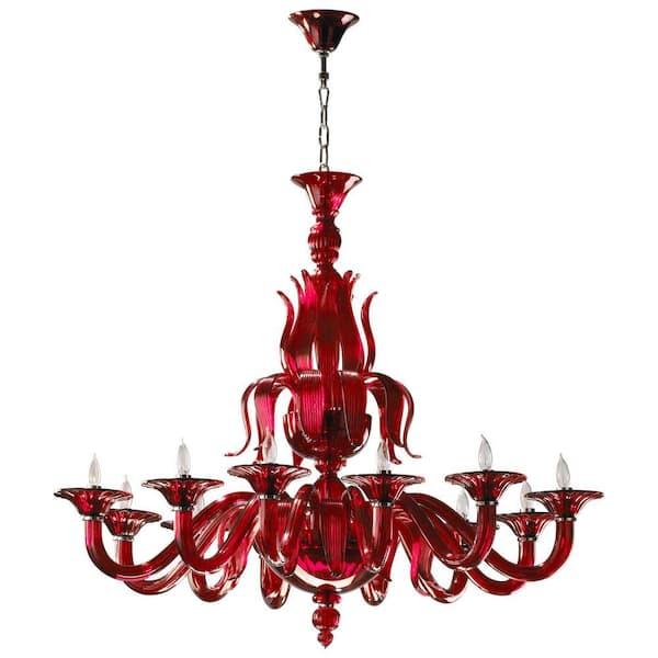 Filament Design Prospect 12-Light Red Incandescent Ceiling Chandelier