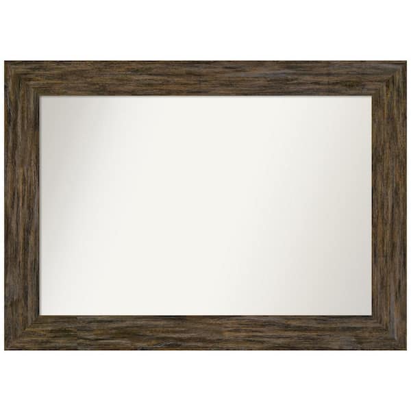 Amanti Art Fencepost Brown 43 in. W x 31 in. H Non-Beveled Wood Bathroom Wall Mirror in Brown