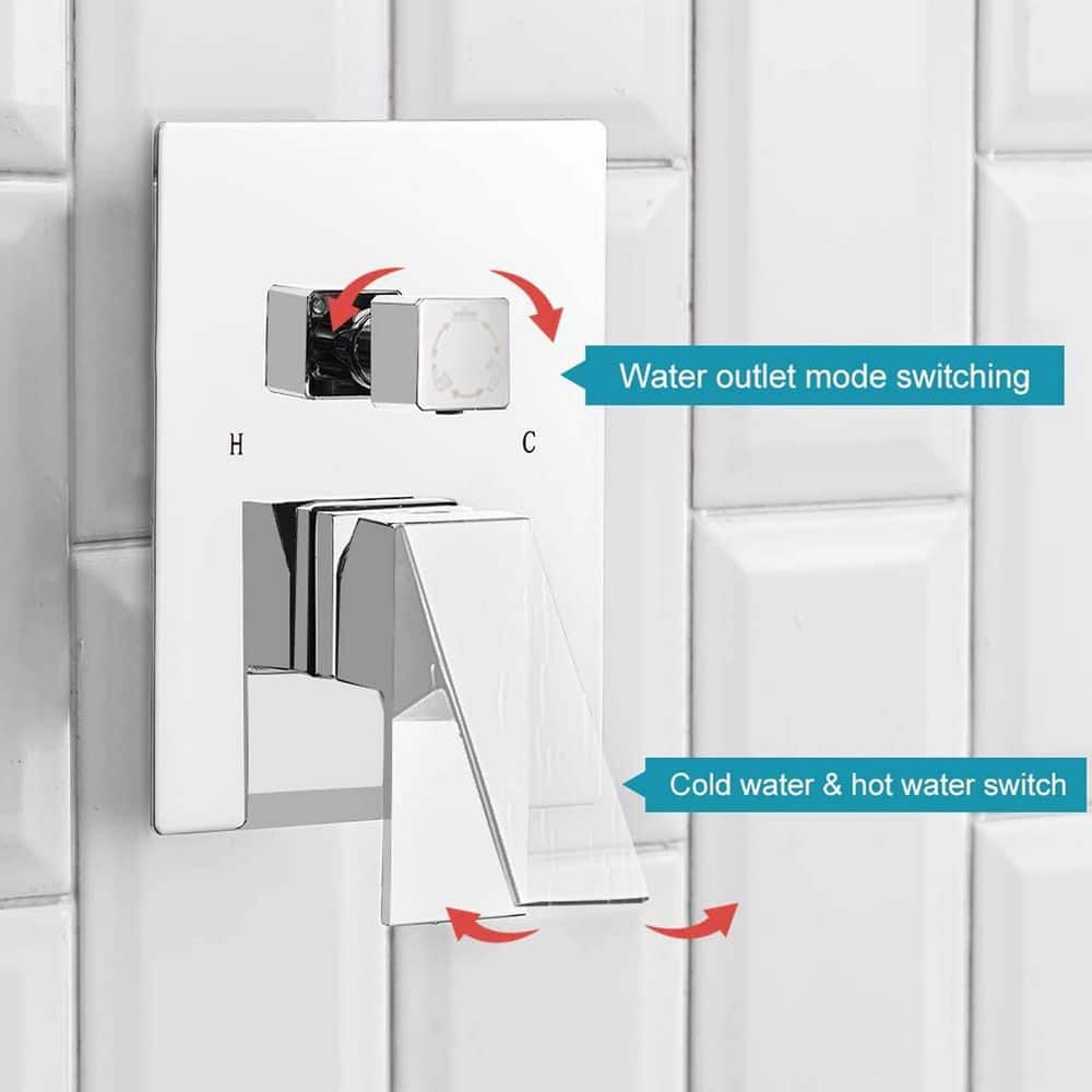 12-Inch Chrome Square Rain Shower System with Handheld and Valve