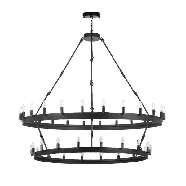 Harrison Lane Castile 42 Light Black Industrial Rustic Chandelier