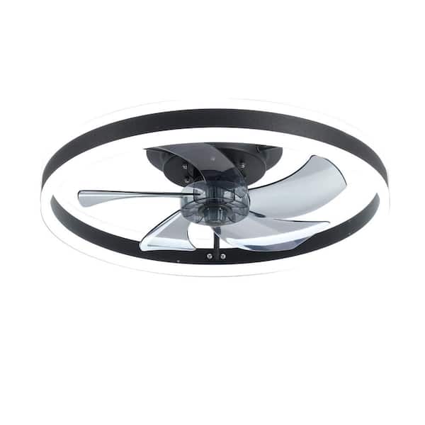 20 in. Smart Indoor Black Flush Mount Standard Ceiling Fan with Integrated LED and Remote Included