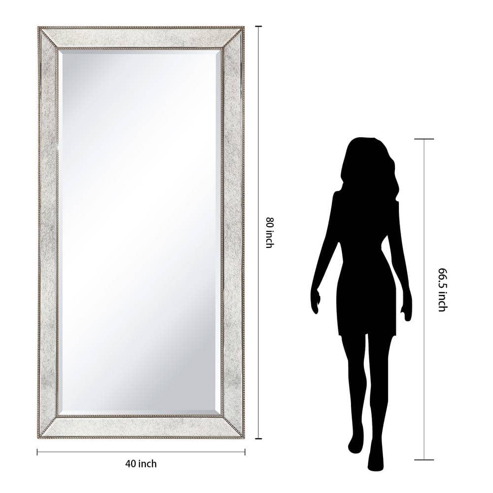 Champagne Bead Full Length Rectangular Wood Mirror 80" x 40"