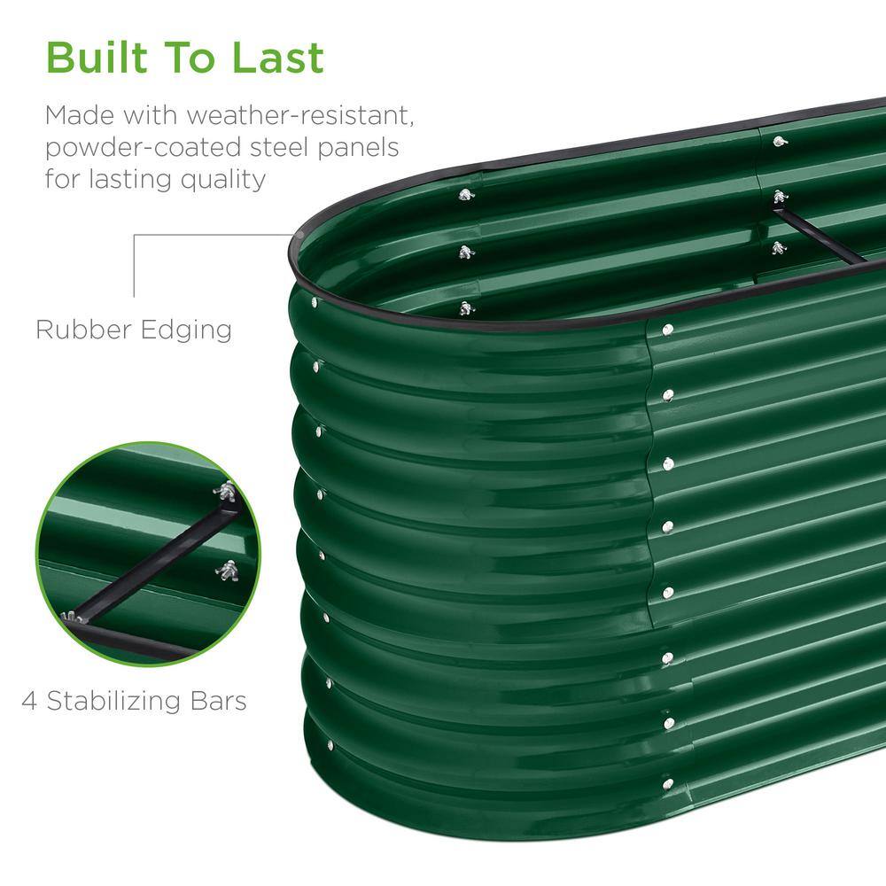 Dark Green 8x2x2ft Powder-Coated Steel Outdoor Raised Garden Bed