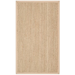 Natural Fiber Tan/Beige Doormat 3 ft. x 5 ft. Border Area Rug